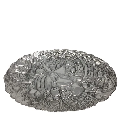 Bandeja de prato Arthur Court Designs 1993 colheita em relevo Cornucópia Ação de Graças - Imagem 1 de 4