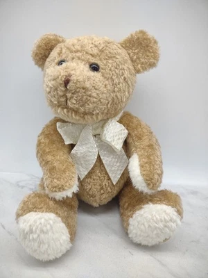 Carter's Prestige #1842 Oatmeal Bear Plush Brown Cream 10" Stuffed Toy Bow - Image 1 of 4