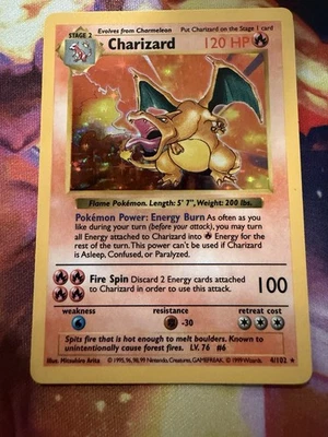 1999 Pokemon Base Set Shadowless Charizard Holo 4 / 102 WOTC Vintage - Image 1 of 4