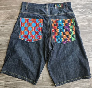 Pantalones Cortos Vaqueros Vintage Y2K Coogi Bordados Multicolor Bolsillo Sueltos Denim 34 - Imagen 1 de 16