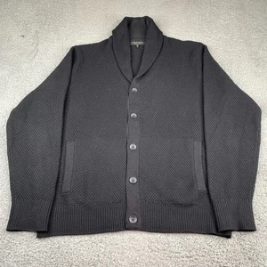 Rag & Bone Cardigan Sweater Men XL Black Merino Wool Knit Shawl Collar Button Up - Picture 1 of 10