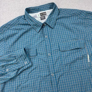 ExOfficio Insect Shield Shirt Mens XL Blue Check Vented Fishing Outdoor Hiking - Picture 1 of 14