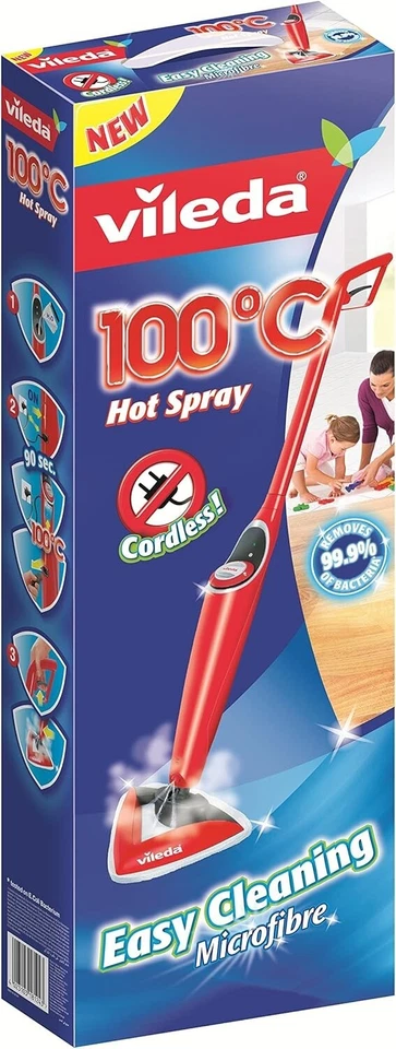 Vileda 100°C Hot Spray Lavapavimenti AD ACQUA A ALTA TEMPERATURA , Senza Fili - Imagen 1 de 4