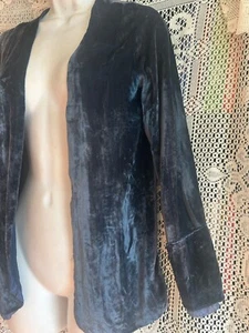 Blue velvet antique jacket 1920s silk historical reenactment Small - Picture 1 of 5