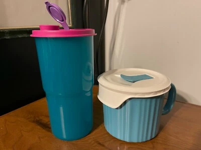 TUPPWRWARE 30 унций СТАКАН ДЛЯ ЖАЖДЫ И CORNINGWARE 20 унций керамика кружка - XPO - Изображение 1 из 4