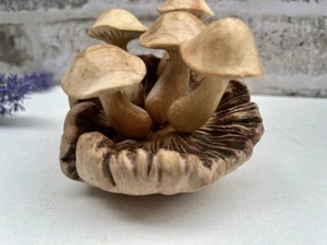 Wooden Mushroom Toadstool Sculpture Teak Root Hand Carved Driftwood Ornament - Picture 1 of 6
