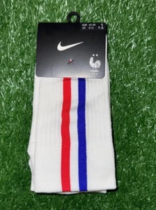 Nike France FFF Soccer Crew Socks Size Large White Blue Red CU7195-100 New - Picture 1 of 3