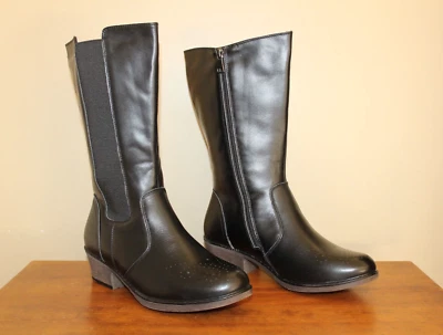 Botas Propet Rumor Mujer Media Pantorrilla Talla 9 W Cuero Negro Cremallera Completa Brogue Foto 1 de 4