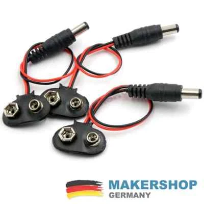 3x 9 Volt Batteriehalter Clip Blockbatterie Batterie Halterung 9V DC Buchse