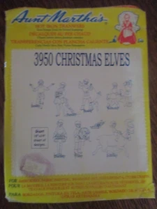 VINTAGE Tante Martha's BÜGELBILD Stickerei TRANSFERS - #3950 WEIHNACHTSELFEN - Bild 1 von 2