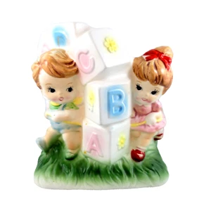 Planter Vintage Relpo Baby Blocks Children Japan #6575 Nursery Flowers Vase - Picture 1 of 10