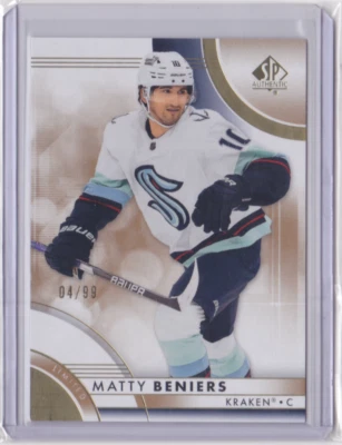 2023-24 UD SP AUTHENTIC LIMITED GOLD BASE PARALLEL 4/99 MATTY BENIERS #14 KRAKEN - Image 1 of 2
