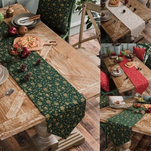 Table Runner Christmas Pattern Tablecloth Dinner Room Party Tablewear Home Decor - Picture 1 of 17