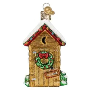 Old World Christmas HOLIDAY OUTHOUSE (20130) Glass Ornament w/ OWC Box - Picture 1 of 3