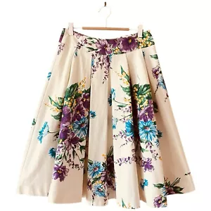 Review Skirt Womens Size 10 Multicoloured Floral Print Box Pleat - Picture 1 of 12