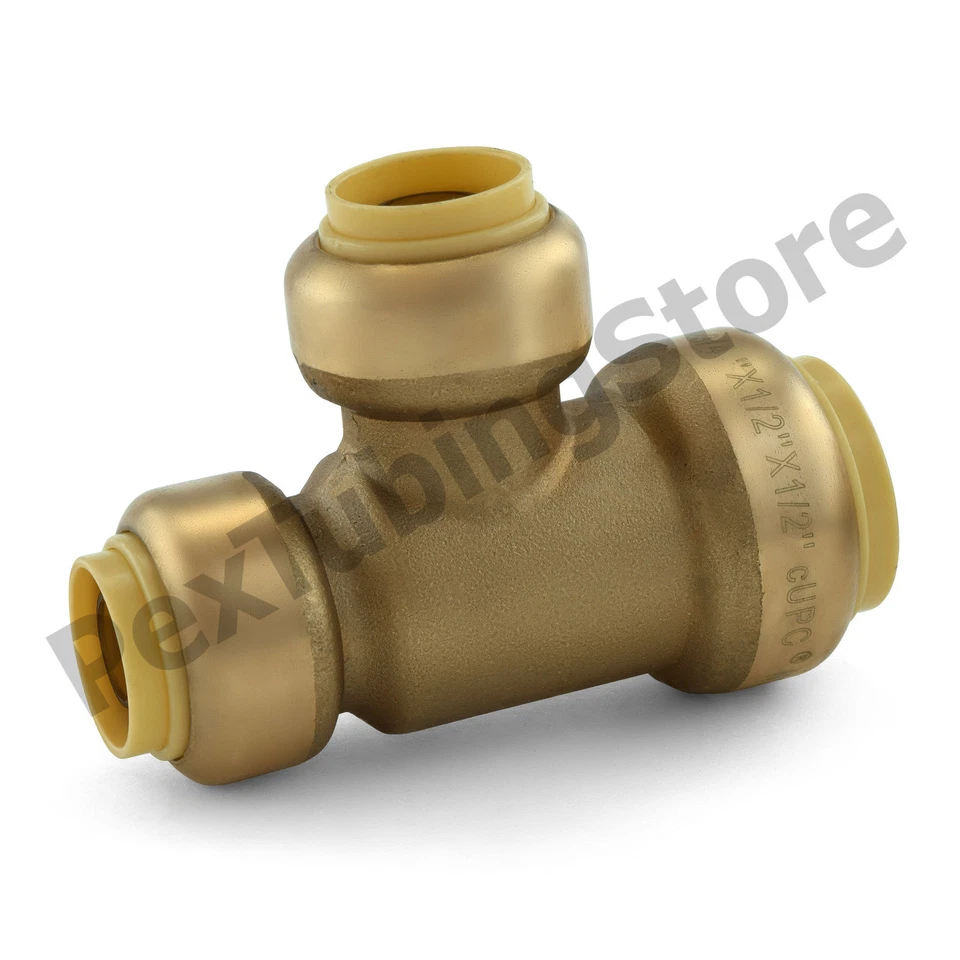3/4" x 1/2" x 1/2" Sharkbite Style (Push-Fit) Push to Connect LF Brass Tee - Image 1 of 1