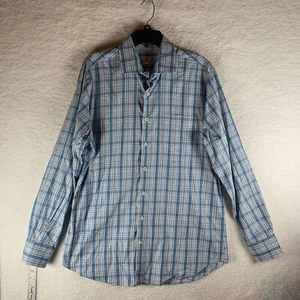 Peter Millar Men's Blue Plaid Check Long Sleeve Button Down Shirt Size 2XL 8915 - Picture 1 of 8