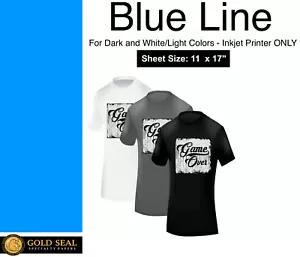 Blue Line Dark Iron On Heat Transfer Paper for Inkjet 11 x 17 - 55 Sheets - Picture 1 of 2