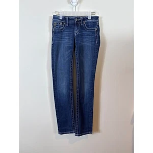 Miss Me Embellished Pocket Skinny Jeans JK5182510 Dark Wash Denim Girls Size 12 - Picture 1 of 10