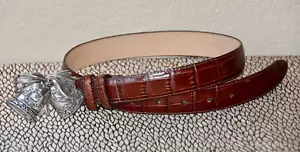 Brighton Holiday Signature Series 1998 Brown Leather Snake Print Belt Size 28 - Picture 1 of 5