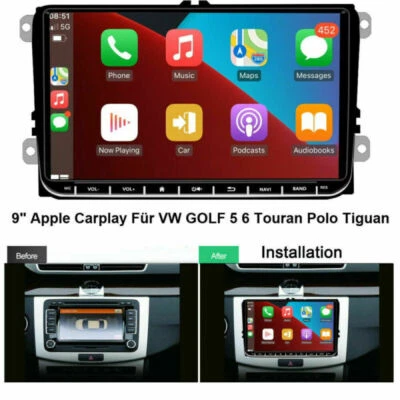 Radio estéreo GPS para coche 9" Android 10 Apple Carplay para VW Volkswagen Jetta Passat Foto 1 de 4