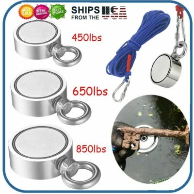 450~850LBS Big Fishing Magnet Pulling Force Strong Neodymium or Rope Carabiner