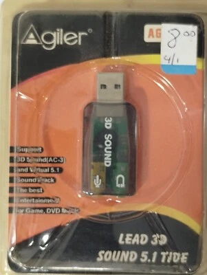 Agiler 5.1 USB sound card Sound Card External 5.1 Channel 3D Mic Speaker - Image 1 of 4