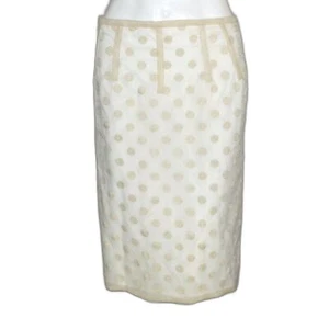 Falda lápiz Anthro BRONX & BANCO, 6, lunares blancos/crema, cremallera completa transparente - Imagen 1 de 16