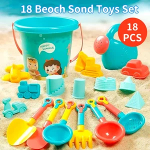 Children Beach 18Pcs Toys Summer Outdoor Games Sand Play Plastic Watering Bucket - Picture 1 of 4