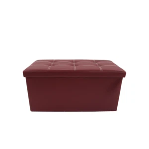 Mobili Rebecca Seduta Contenitore Pouf Similpelle Bordeaux 38x76x38 - Foto 1 di 6