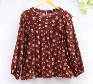 Madewell Top da donna con volant e orlo a scala bouquet da fattoria taglia M - Foto 1 di 9