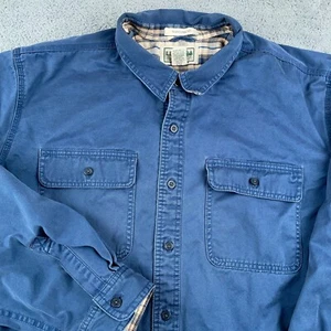LL Bean Shirt Mens 2XL Blue Hurricane Canvas Flannel Lined Jacket Shacket - Picture 1 of 10