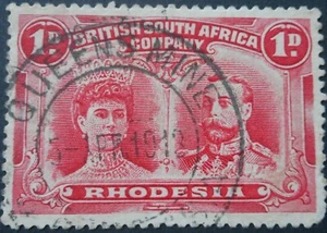 Rhodesia Double Head One Penny with QUEENS MINE Broken A of APR (DC) postmark - Picture 1 of 1