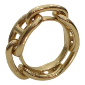 Hermes Regate Gold Plated Scarf Ring Chaine D'Ancre Scarf Ring w. Box - Picture 1 of 16