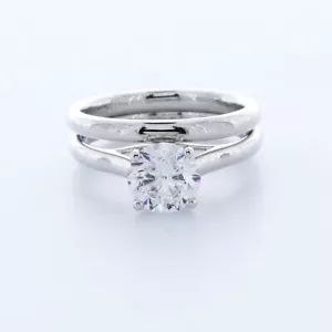 1.85CT LAB DIAMOND E/SI1 ROUND CUT 14K WHITE GOLD CLASSIC SOLITAIRE BRIDAL SET - Picture 1 of 7
