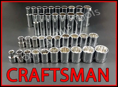 CRAFTSMAN TOOLS 37pc Short & Deep 3/8 SAE METRIC 12pt ratchet wrench socket set - Image 1 of 4