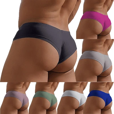 Men's Sexy Pouch Panties Thongs Low Rise Bikini Briefs Underwear Underpants - Изображение 1 из 4