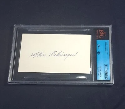 Charlie Chas Gehringer Signed 3x5 Index Card JSA Beckett Hall of Fame Tigers - Image 1 of 2