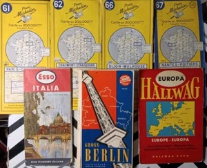 Lot Of 7 Vintage Road Maps MICHELIN Paris France 1954 1956 1957 Esso Italy 1960 - Picture 1 of 23