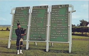 Postcard Nova Scotia Welcome Highland Piper Route & Mileage Chart 1950s-60s MINT - Picture 1 of 1