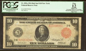 nice looking $10 red seal Series 1914 Federal Reserve Note New York district - Picture 1 of 2