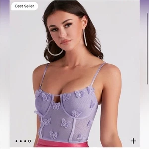 Nuevo con etiquetas Corsé Windsor Para Mujer Lavanda Púrpura Social Mariposa Malla Top Talla Grande - Imagen 1 de 4