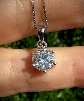 Collar de diamantes, collar de plata de diamantes certificado, joyería de fiesta de boda Foto 1 de 4