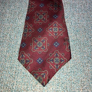 Vintage Guy Laroche Krawatte 100 % Seide Paris burgunderrot blau Golddruck hergestellt in den USA - Bild 1 von 4