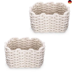 2er Set Aufbewahrungskorb Geflochten Baumwolle Strickkorb,Aufbewahrungskorb - Bild 1 von 7