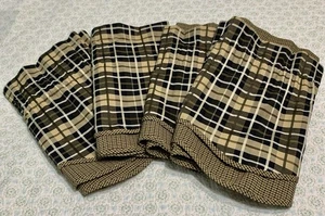 Waverly HolBrook Valances 76" x 16" Set of 4  Plaid Tan Cream Double Layers - Bild 1 von 8