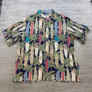 Camisa Hawaiana De Colección Reyn Spooner Extra Grande Azul Verde Hilada Rayón Todo Estampado Para Hombres - Imagen 1 de 7