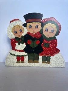 Vintage Weihnachtslieder Trio Holzdekor handbemalt Volkskunst 8,5” x 10” - Bild 1 von 7