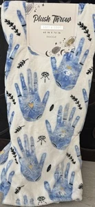 OVERSIZED CELESTIAL THROW BLANKET W/ MYSTICAL HANDS HEARTS & EVIL EYE HAMSA NEW - Picture 1 of 6