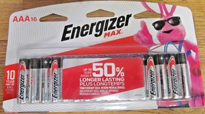NEW 16 PACK ENERGIZER MAX AAA BATTERIES 10 YEAR SHELF EXP DEC 2032 FREE SHIPPING - Picture 1 of 3